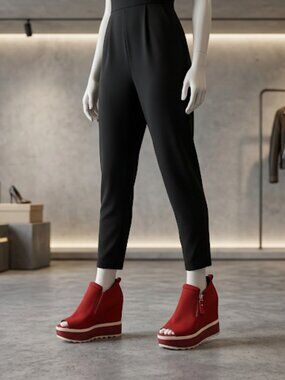 Woman's Platform Shoes With Hidden Height Increase Open Front size 7 us